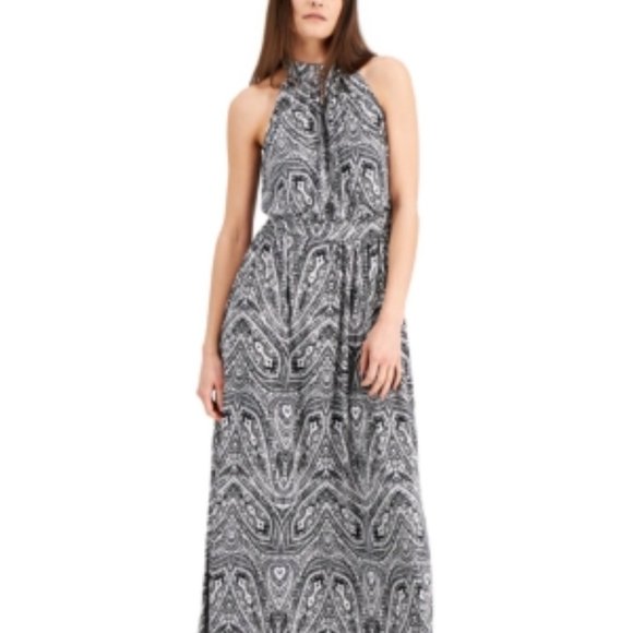 NWT Inc International Concepts Black & White Petite Halter Maxi Dress Si… - Picture 1 of 11